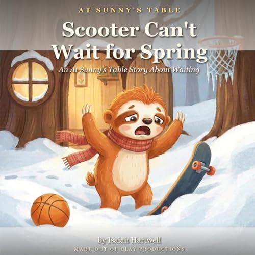 Cover of Scooter Can't Wait for Spring, a sloth picture book from At Sunny's Table